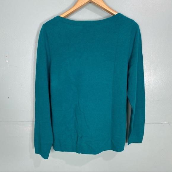 Lands End NWOT 100% Cashmere Green Crew‎ Neck Sweater Sz 14W - Picture 3 of 3